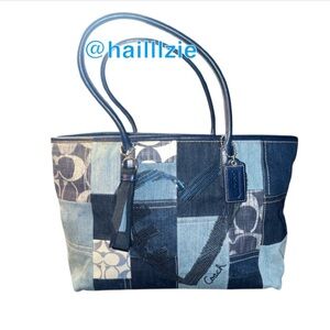 RARE Y2K Coach Poppy Denim Patchwork Tote Bag Purse (SEE STAINS)